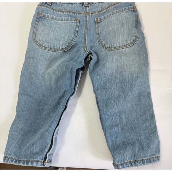 OshKosh B'Gosh Baby Girl Denim Bibs 18M Light Wash Cotton White Bow Adjustable - Picture 7 of 8